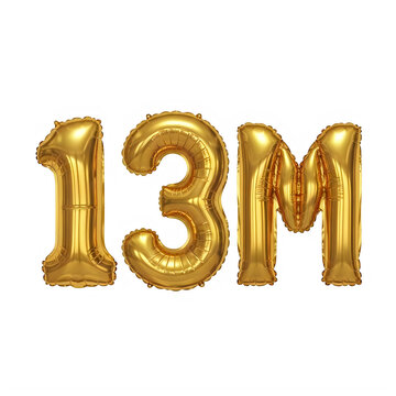 Golden number thirteen million sign with shiny effect