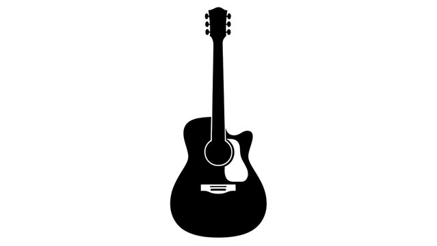 Black electric guitar on white background isolated.