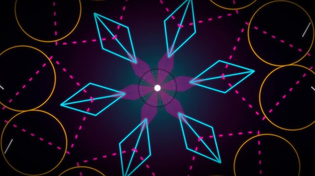 Cyber mandala neon glowing geometric tech spiritual pattern