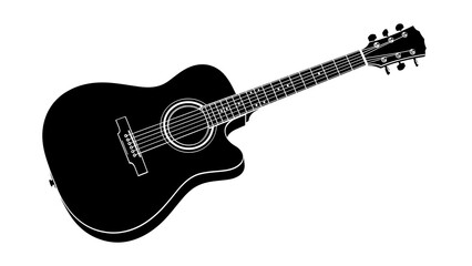 Fototapeta premium Black electric guitar with white pickguard and tuning pegs.