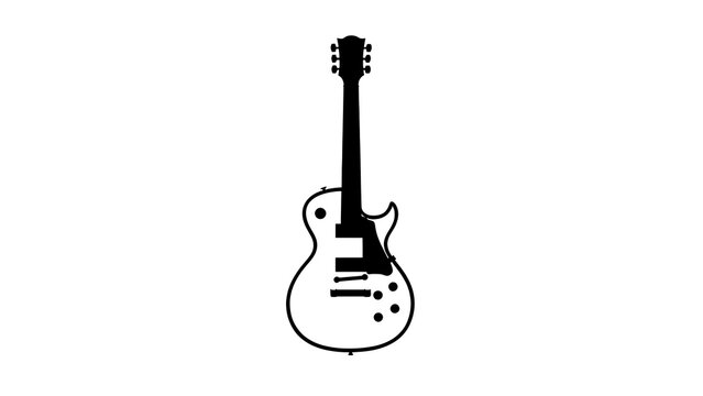 Black electric guitar with single pickup and knobs.