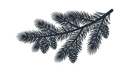 Pine Branch with Pinecones Silhouette Vector © Tukang