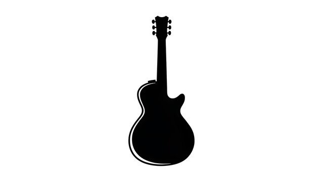 Black electric guitar with white pickguard isolated.