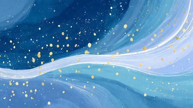 Tanabata night sky background with cartoon style waves and twink