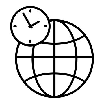 World time icon vector. Global clock illustration sign. Time zone symbol. International time logo or mark.