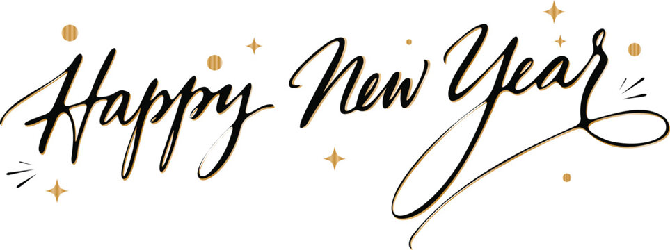 happy new year elegant gold calligraphy lettering festive typography greeting design vector