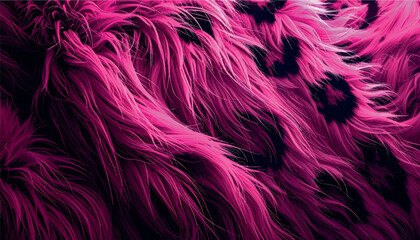 Obraz premium Vector background featuring long, pink leopard synthetic fur texture with deep black shadow accents, creating a luxurious, soft, and modern abstract design for stylish creative projects.