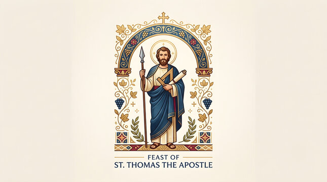 Feast of St Thomas the Apostle July 3 Vector Illustration