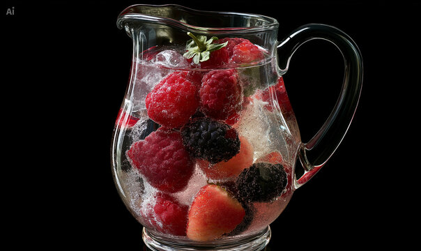 Fresh berry water in glass jug