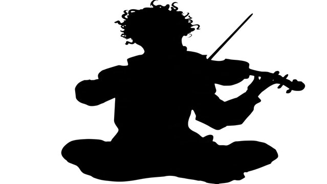 Black silhouette of a golfer in mid swing action.