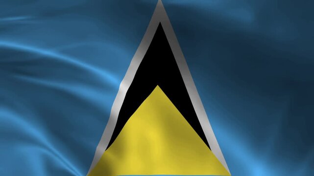 Saint Lucia National Flag Waving in Wind Realistic Fabric Texture Background Animation