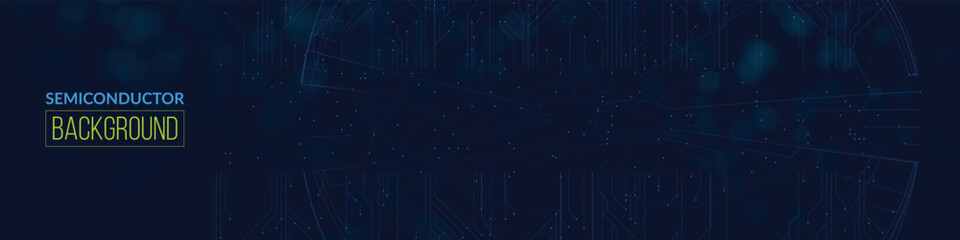 Fototapeta premium Blue glowing circuitry semiconductor background visual