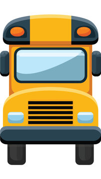 Front View of Bright Yellow School Bus with Black Accents.