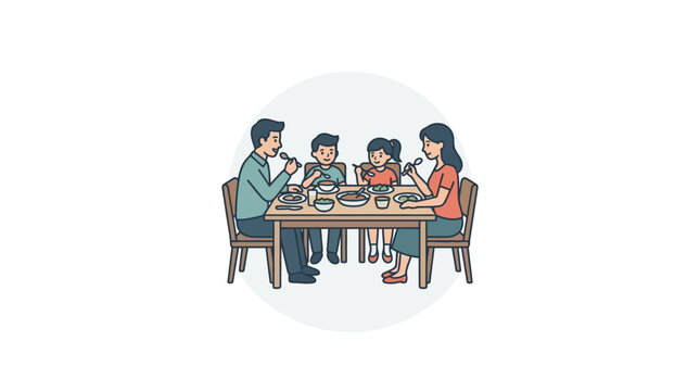 Family Dinner Time Illustration