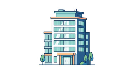 A modern blue office building with trees stands tall © Kill