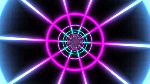 4K Neon hyperspace tunnel VJ loop, fast 3D laser vortex animation, cyberpunk DJ club concert motion graphic