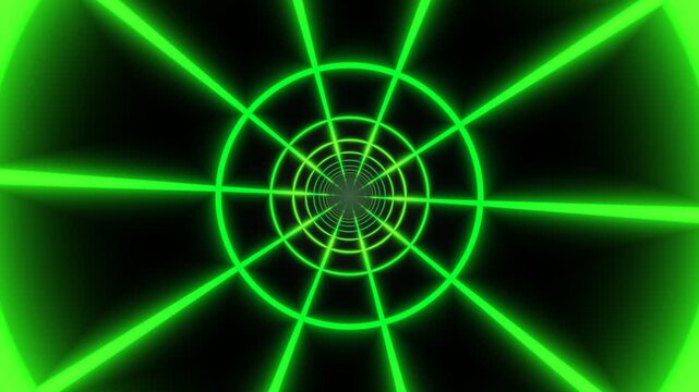 4K Acid green laser tunnel VJ loop, fast 3D glowing vortex animation, toxic rave hyperspace club motion graphic