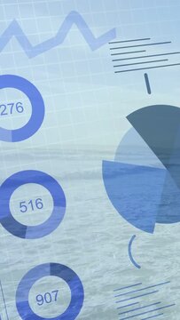 Vertical video: On load panel updating donut values, pie rotating, view panning to show metrics
