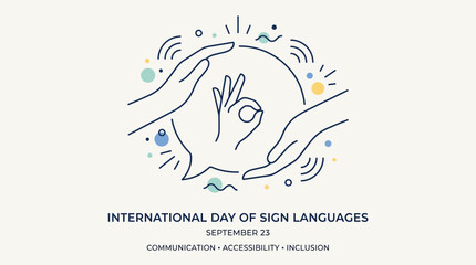 Fototapeta premium Celebrating global communication through hand gesture illustration for international day of sign languages campaign