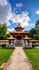Obraz premium Chinese Temple under sky.