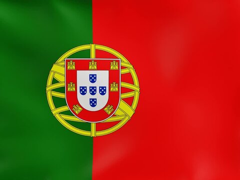 Portugal national flag waving seamlessly in the wind, a 4K 3D animated looping realistic cloth texture in full frame. Patriotic theme, political, sport event, international theme.