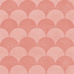 Seamless art deco wave pattern with textured pink fish scales. Elegant abstract geometric repeating backdrop vector design. © cikrin