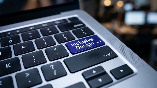 Inclusive Design Keyboard Button on Modern Laptop Computer Representing Accessible User Interface Development Universal Design Principles and Digital Inclusion Strategy