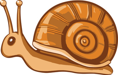 A whimsical cartoon illustration depicts a charming snail with large antennae and a spiraled shell, showcasing its unique and gentle nature in a simple, artistic representation. © DesignINKZ