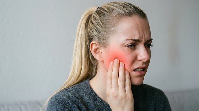 Woman suffering from severe toothache