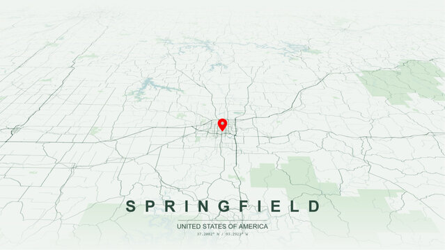 Modern minimalist vector map of Springfield, Missouri, USA. High-quality scalable illustration of Springfield Ozarks city grid, James River Freeway US 60 for posters design.
