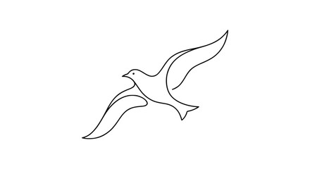 flying bird, dove illustration, minimalist bird, black and white bird, freedom bird, simple line bird, elegant bird drawing, peace dove, hand drawn outline engraving vector illustration design  © Tanan