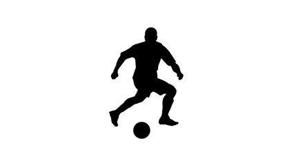 Fototapeta premium Black silhouette of person running with soccer ball.
