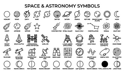 Space and astronomy icon set vector illustration © Md