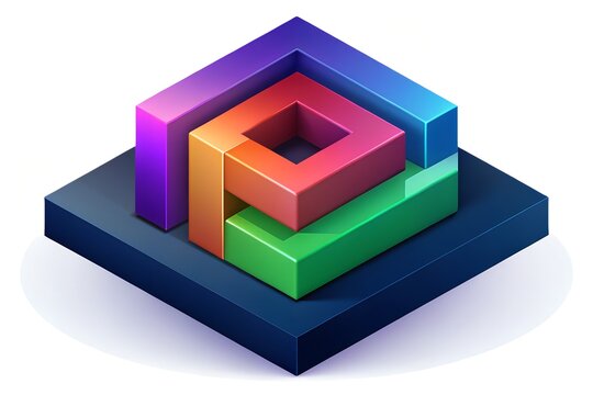 Colorful 3d isometric pixel art cube stack