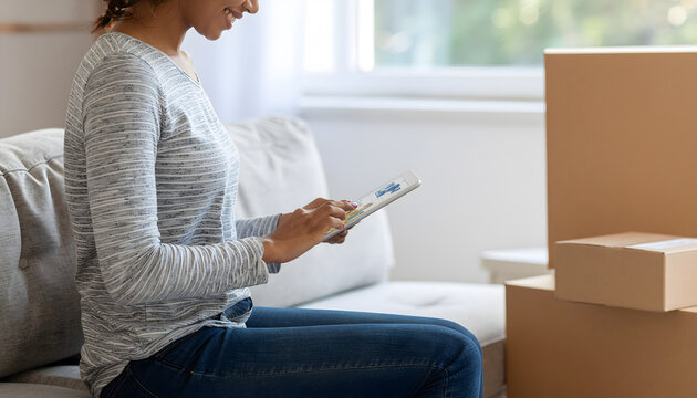 Ecommerce seller managing worldwide shipments through digital marketplace and global logistics