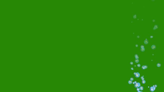 Live streaming animated hearts like emoji stream reactions, social media thumb icon, flying animation footage, green background