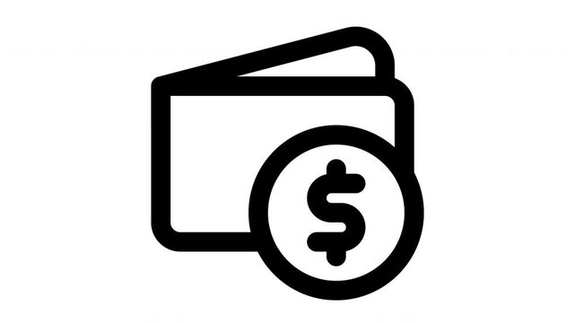 wallet animated Line Icons Premium 4K, Modern Minimal Outline Motion Graphics Collection
