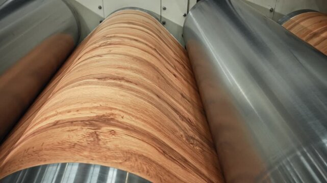 Technician Adjusts Pressure Of Rollers While Ensuring Realistic Wood Grain Appearance In Rapid Production