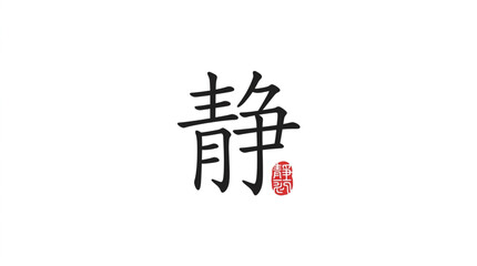 Obraz premium Japanese Kanji Character for Stillness and Calm.