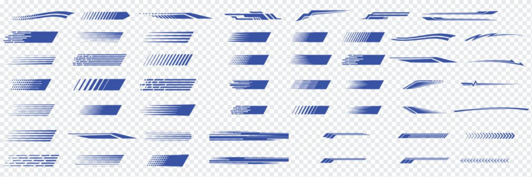 Abstract speed lines collection set, motion stripe effects, black vector illustration for dynamic graphic design. Racing stripe and checkered flag design vector set. vector illustration. motion stripe