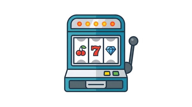 Colorful Casino Gambling Icon Set with Slot Machine and Jackpot Symbols