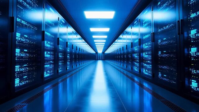 server room with blue lights