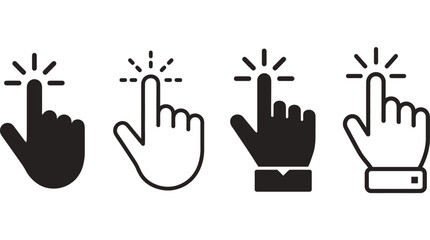 Set of hand cursor pointer icons for touchscreen interaction and digital click interface © sana