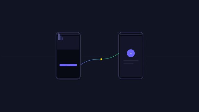 Smartphone Data Transfer Animation  Mobile Sync Connection with Moving Dots and Loading UI