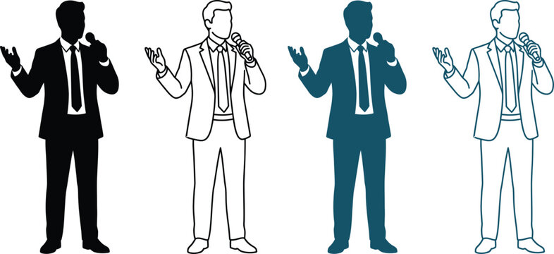 public relations officer announcement megaphone icon with silhouette and outline style