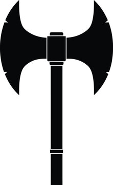 Silhouette vector double sided axe icon for medieval weapon design