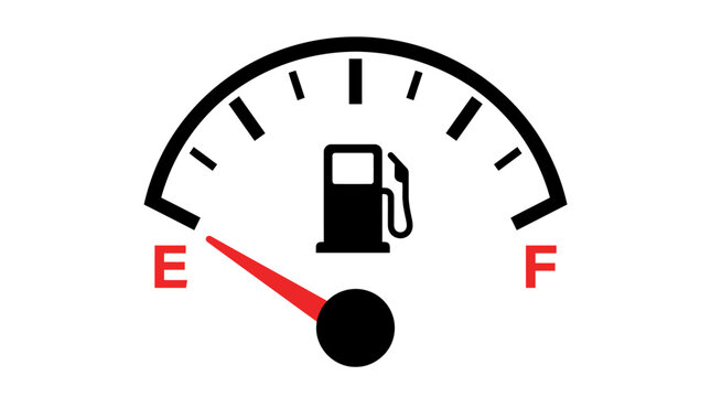 Low Fuel Level Indicator Gauge Showing Empty Tank Status Vector Illustration