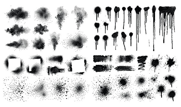 Collection of various black ink splatters and stains