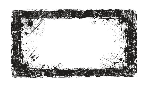Grunge frame with scratches and splatters on for design