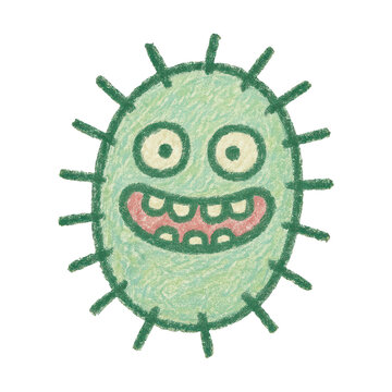 PNG Cartoon virus with happy face.